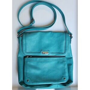 Relic Turquoise Teal Vegan Crossbody Shoulder Bag Flap Front Adjustable Strap